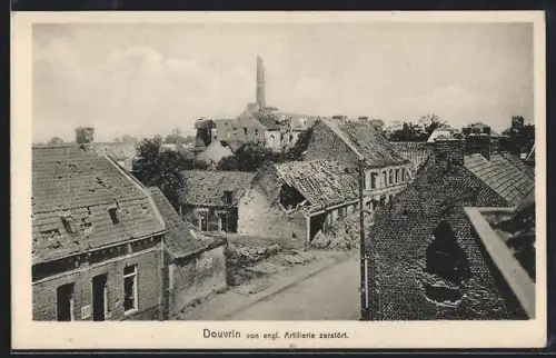 AK Douvrin, Vue des ruines causées par l`artillerie anglaise
