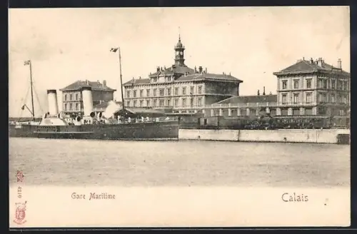 AK Calais, Gare Maritime avec navire à quai