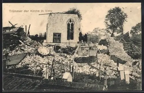 AK Vimy, Ruines de l`église après la destruction