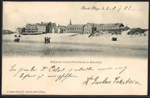 AK Berck-Plage, Hôpitaux Cazin-Perrochaud et Rotschild sur la plage