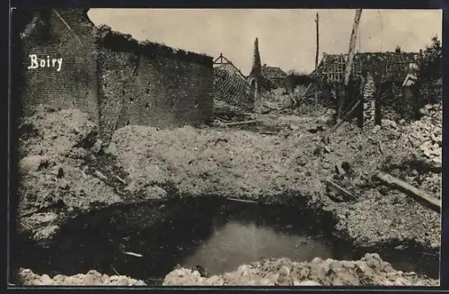 AK Boiry-Notre-Dame, Vue des ruines du village détruit pendant la guerre