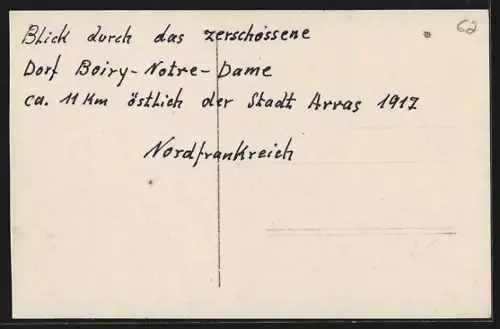 AK Boiry-Notre-Dame, Vue des ruines du village détruit pendant la guerre
