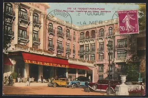 AK Le Touquet-Paris-Plage, L`Hôtel Hermitage avec voitures anciennes devant l`entrée