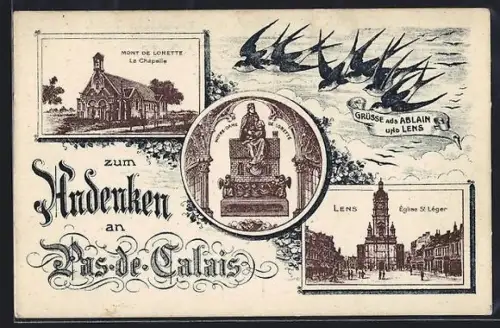 AK Pas-de-Calais, Mont de Lorette, Église St-Léger à Lens