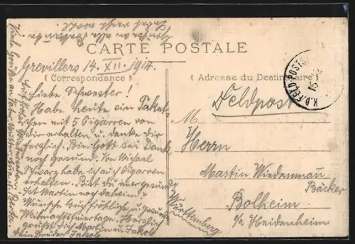 AK Bapaume, Entrée de la Rue de Péronne