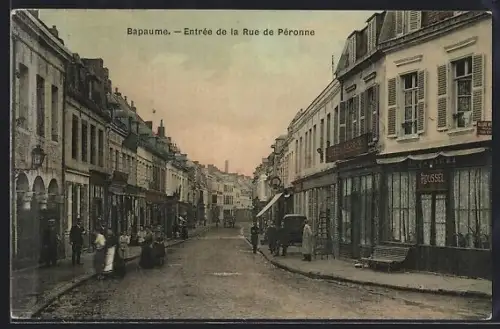 AK Bapaume, Entrée de la Rue de Péronne