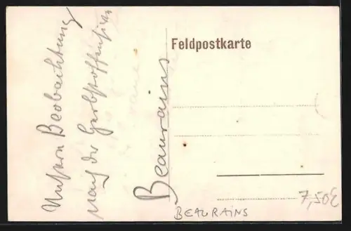 AK Beaurains, Ruines d`un bâtiment après un bombardement