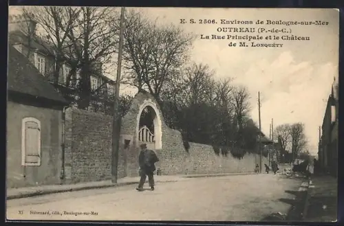 AK Outreau /P.-de-C., La Rue Principale et le Château de M. Lorsqu`v