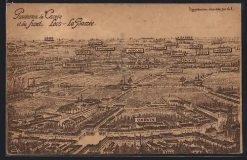 AK Carvin, Panorama et du front Loos-La Bassée