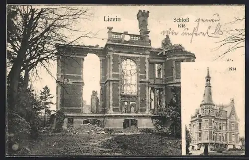 AK Lievin, Schloss 1916 komplett zerstört, Schloss 1914