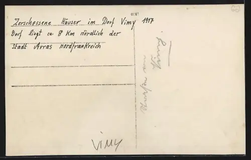 Foto-AK Vimy, Nördlich der Stadt Arras