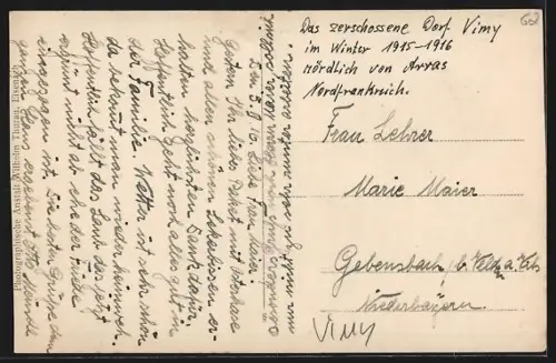 Foto-AK Vimy, Panorama en hiver