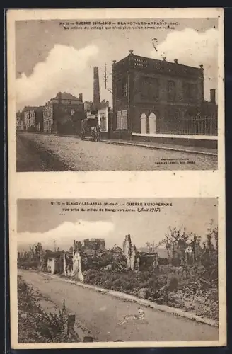 AK Blangy-lès-Arras /P.-de-C., Vue du village et ruines, Avril 1917