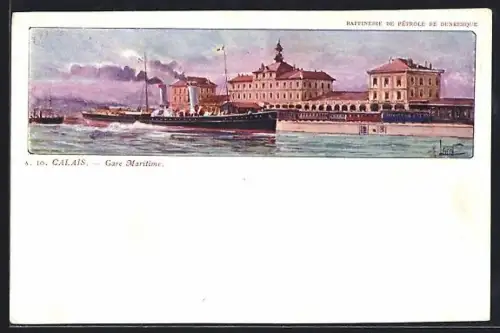 AK Calais, Gare Maritime avec navire à quai