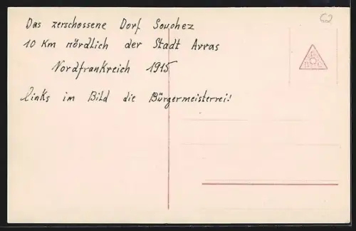 AK Souchez, Vue des ruines au pied de la Lorette, mai 1915