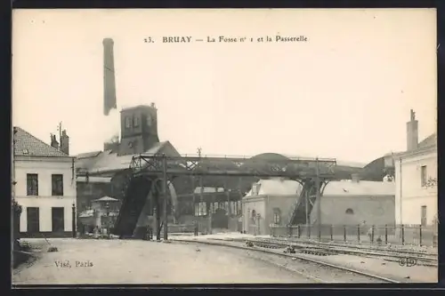 AK Bruay, La Fosse n°1 et la Passerelle