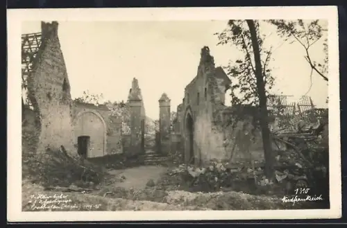 AK Thelus, Ruines de l`église après la guerre 1914-18