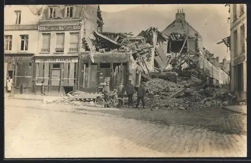 AK Bapaume, Bâtiments détruits après un bombardement