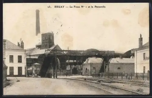 AK Bruay, La Fosse N°1 et la Passerelle