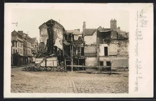 AK Bapaume, Ruines de bâtiments après destruction