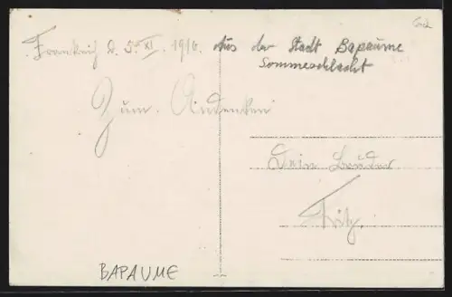 AK Bapaume, Ruines de bâtiments après destruction