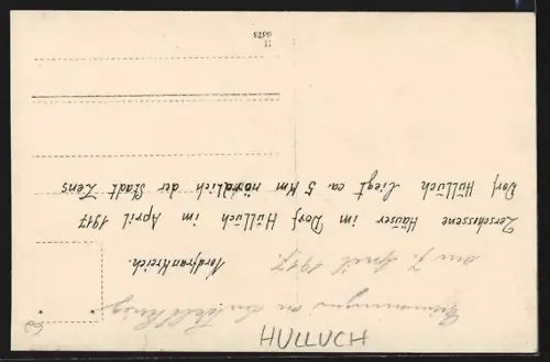 AK Hulluch, Ruines d`après bataille avec des soldats devant