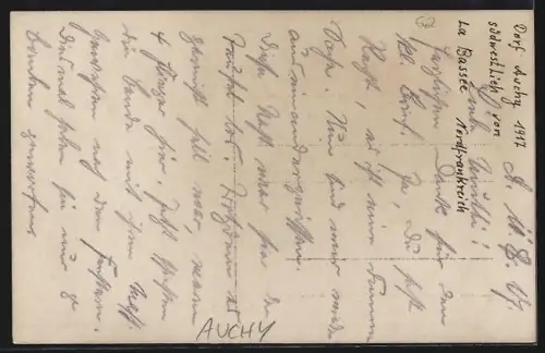 AK Auchy, Vue des ruines du village après la destruction