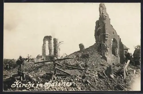 AK Haisnes, Ruines de l`église après destruction en 1917