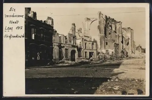 AK Lens, La ville dévastée après la guerre en 1917