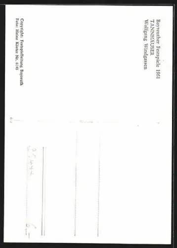 AK Bayreuth, Bayreuther Festspiele 1961, Schauspieler Wolfgang Windgassen als Tannhäuser