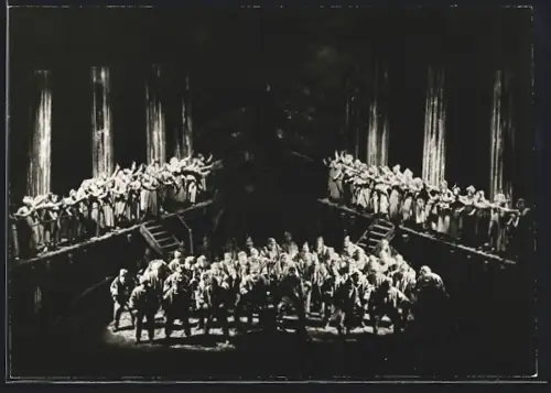 AK Bayreuth, Bayreuther Festspiele 1960, Der Fliegende Holländer III. Akt, Bühnenbild Wieland Wagner