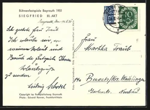 AK Bayreuth, Bühnenfestspiele Bayreuth 1951, Siegfried III. Akt