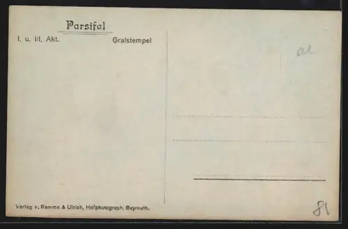 AK Bayreuth, Bayreuther Bühnenfestspiele, Parsifal I. u. III. Akt, Gralstempel