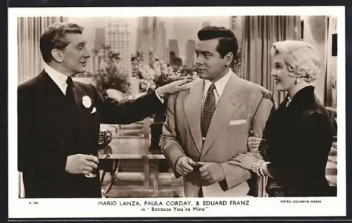 AK Opernsänger Mario Lanza, Paula Corday und Eduard Franz in Because You`re Mine