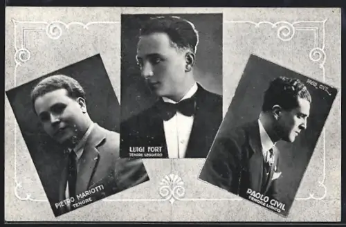 AK Opernsänger Pietro Mariotti, Luigi Fort u. Paolo Civil, Sänger der Italiaansche Opera Den Haag