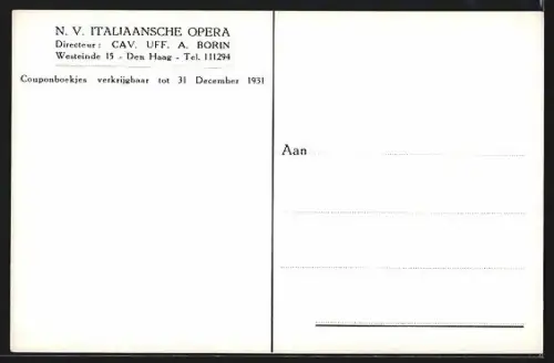 AK Opernsängerinnen Luisa Squarzina, N. Covaceva u. M. Chiorboli, Italiaansche Opera Den Haag