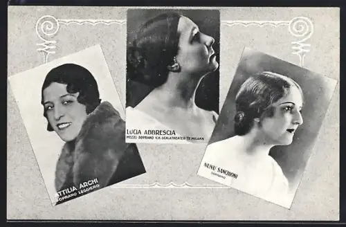 AK Portraits Opernsängerinnen Lucia Abbrescia, Attila Archi und Nunu Sanchioni