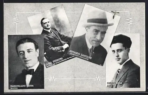 AK Portraits Opernsänger Massimiliano Serra, Luigi Ferroni und Eroaldo Coda