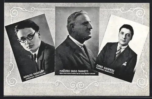AK Opernsänger Adolfo Fanfani, C. Farinetti u. D. Gasperi, Italiaansche Opera Den Haag