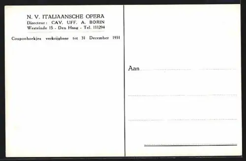 AK Opernsänger Adolfo Fanfani, C. Farinetti u. D. Gasperi, Italiaansche Opera Den Haag