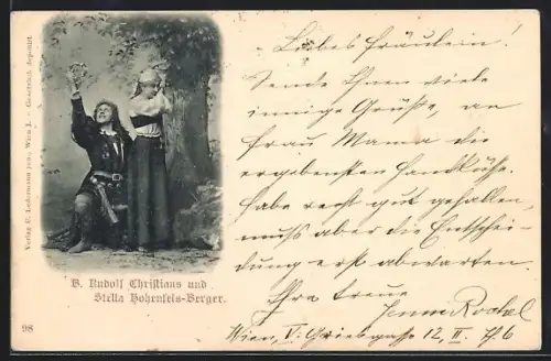 AK Opernsänger B. Rudolf Christians und Stella Hohenfels-Berger in Kostümen
