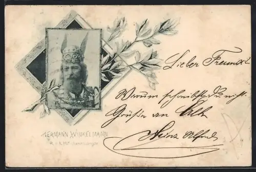 AK Opernsänger Hermann Winkelmann im Kostüm