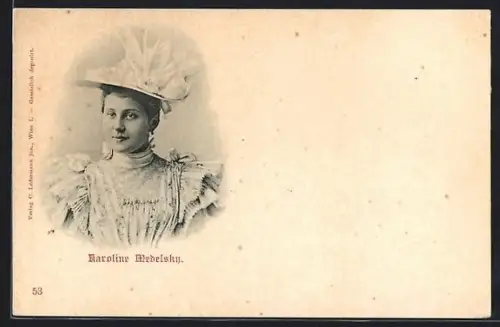 AK Opernsängerin Karoline Medelsky in elegantem Kleid