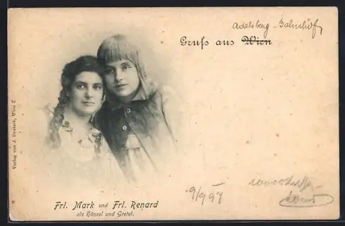 AK Opernsänger Fräulein Mark und Fräulein Renard als Hänsel und Gretel