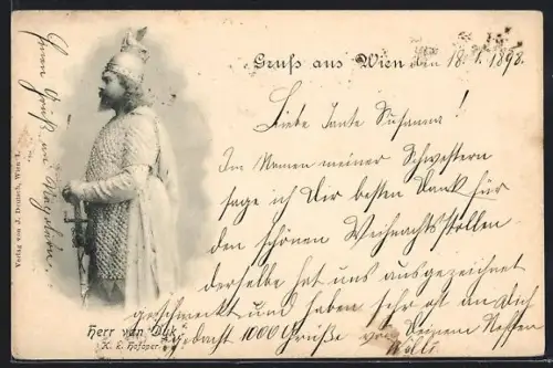 AK Opernsänger Herr van Dyk im Kostüm