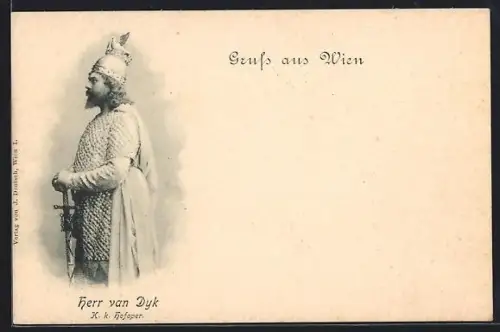 AK Opernsänger Herr van Dyk im Kostüm mit Schwert