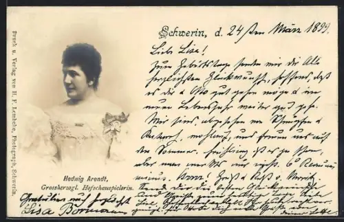 AK Opernsängerin Hedwig Arendt in elegantem Kleid