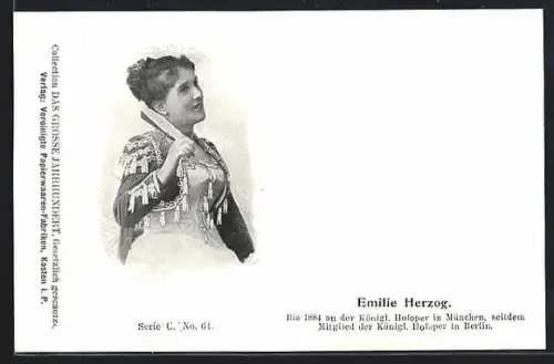 AK Opernsängerin Emilie Herzog im Porträt