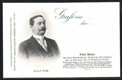 AK Obernsänger Paul Bulss mit Brille und Anzug