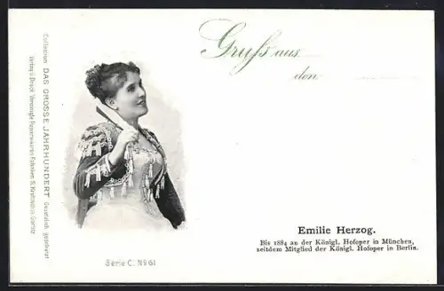 AK Emilie Herzog, Sängerin an der K. Hofoper München und Berlin